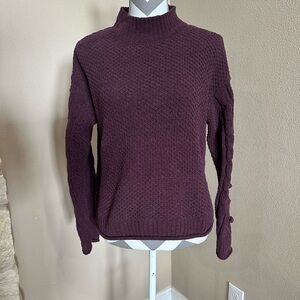 MORAL FIBER Women’s Maroon Sweater with ball details on sleeves